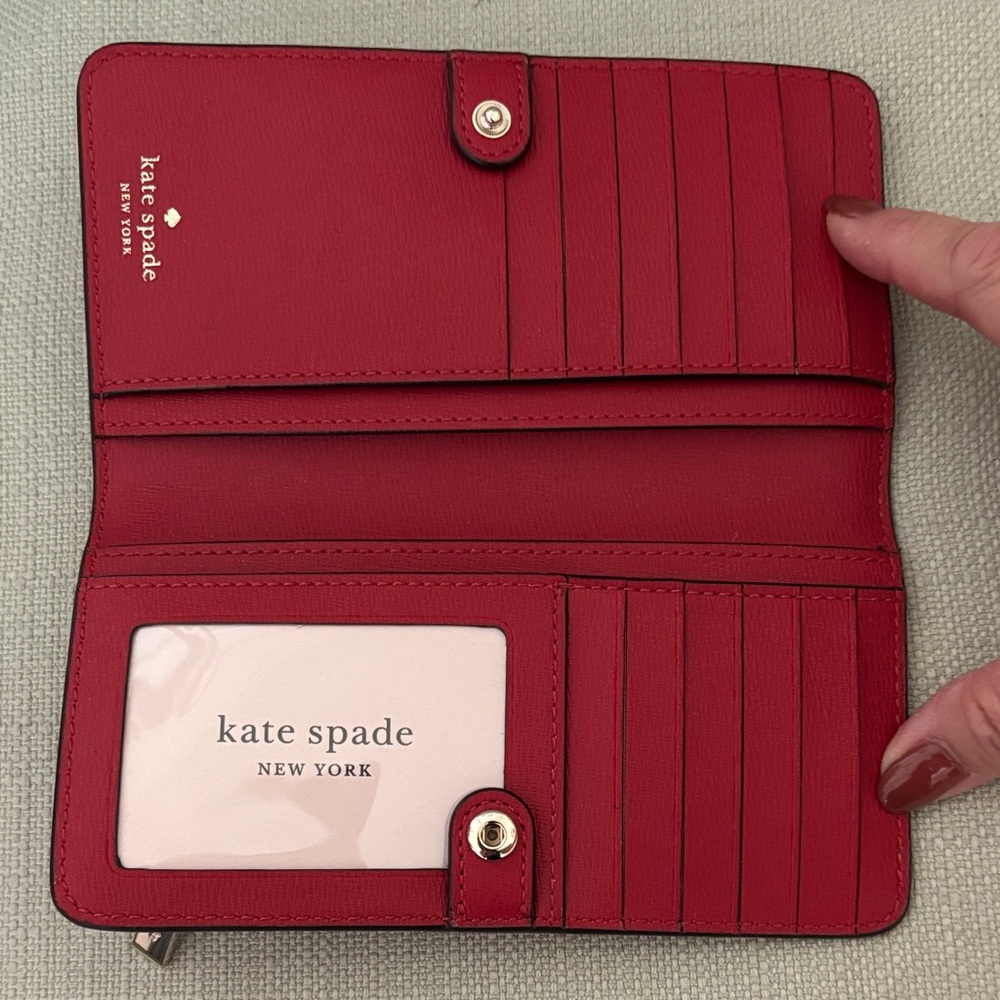 kate spade New York bright red zip-around continental wallet - Picture 3 of 3